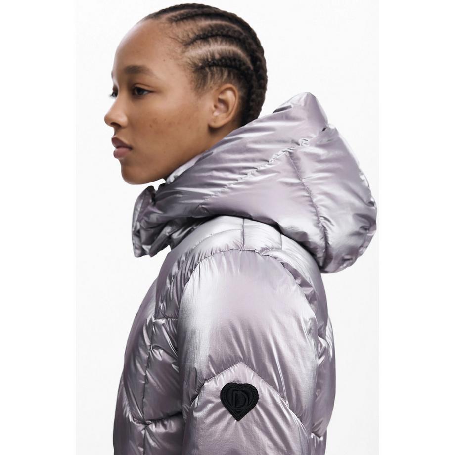 Desigual Metallisierte Steppjacke mit abnehmbarer Kapuze  