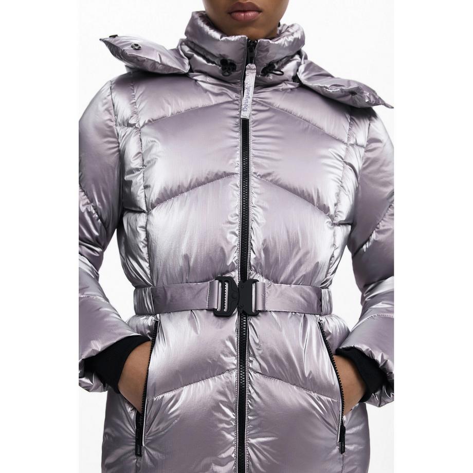 Desigual Metallisierte Steppjacke mit abnehmbarer Kapuze  