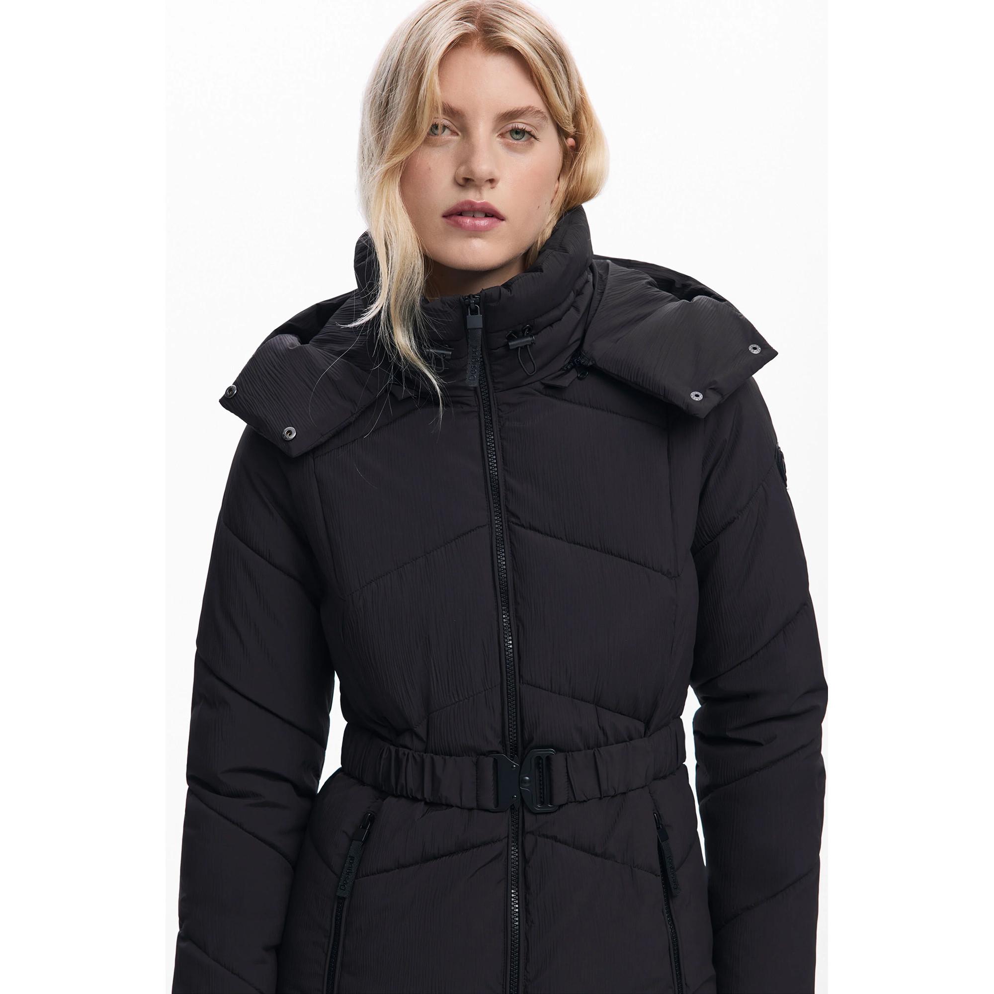 Desigual Giacca imbottita con cappuccio e cintura  