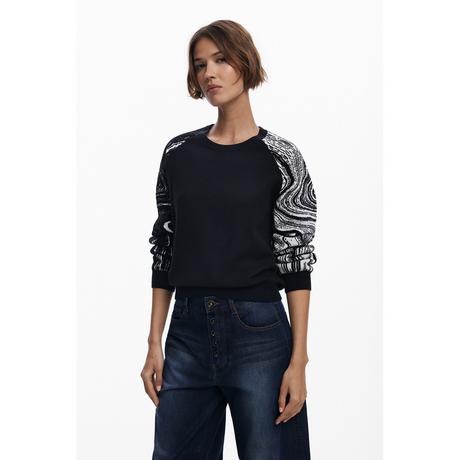 Desigual Pull Jacquard à Manches Motif  
