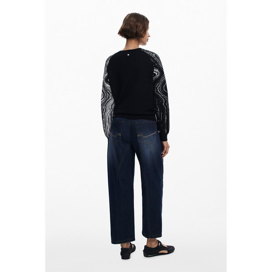 Desigual Pull Jacquard à Manches Motif  