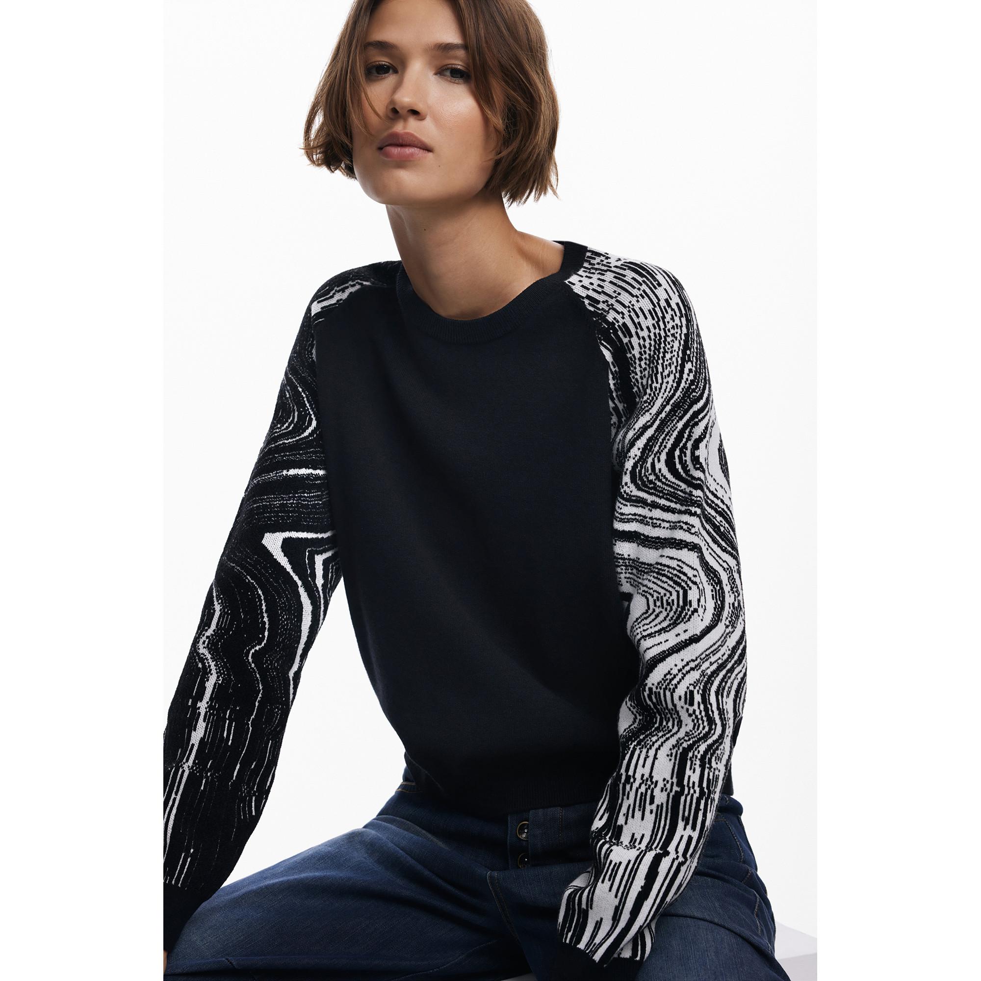 Desigual Pull Jacquard à Manches Motif  