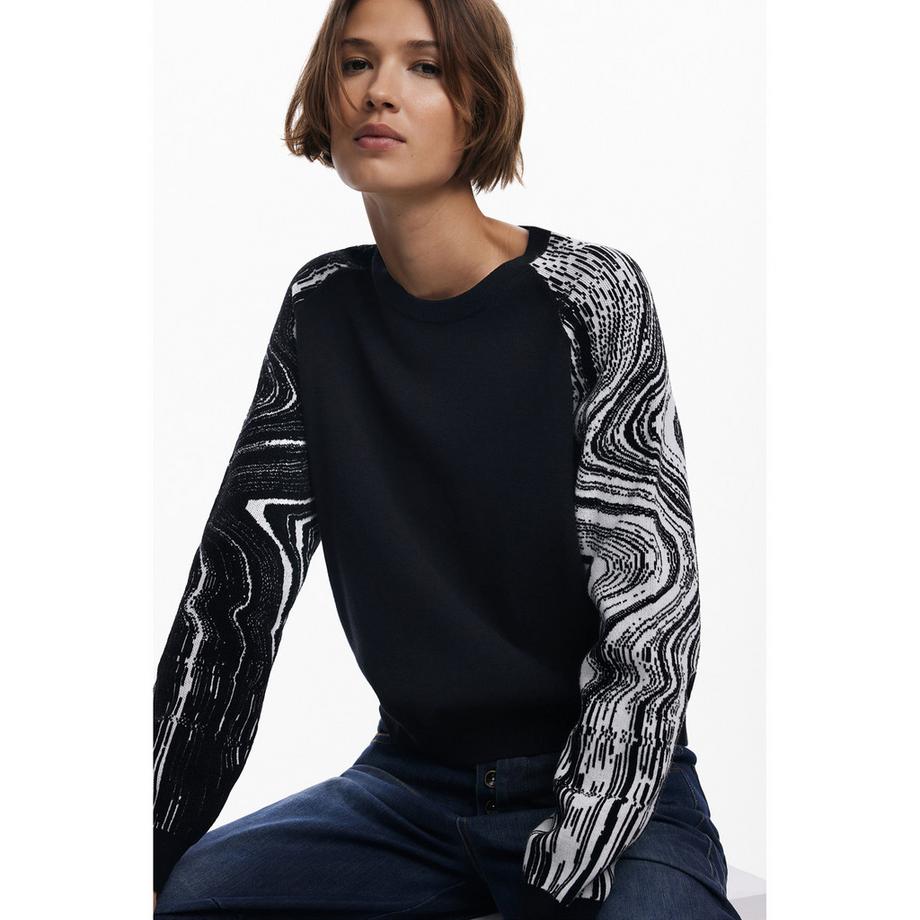 Desigual Pull Jacquard à Manches Motif  