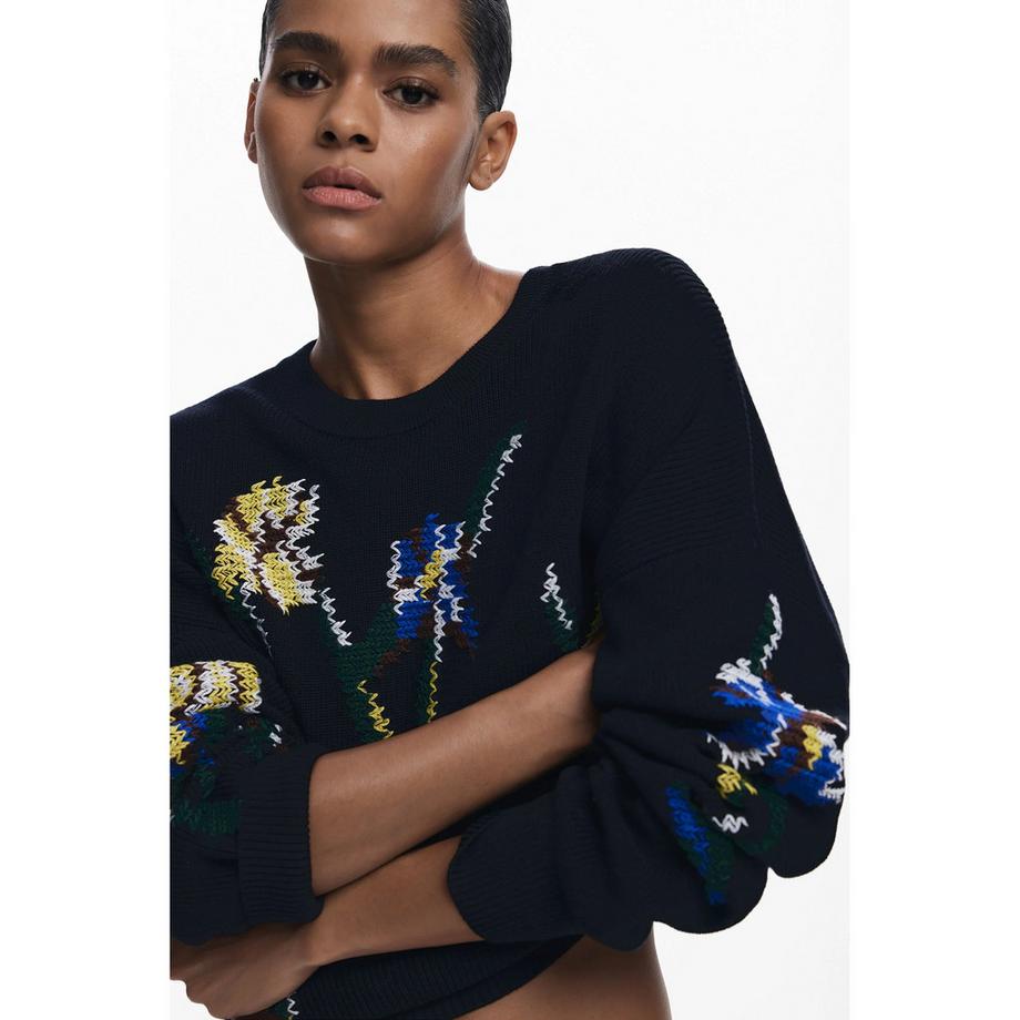 Desigual Jacquard Motif Floral Pullover  