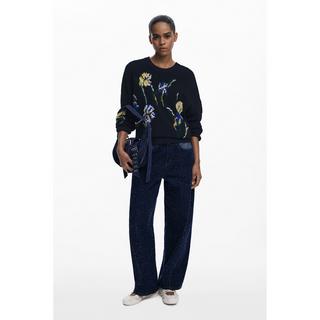 Desigual Jacquard Blumen Bestickter Pullover  