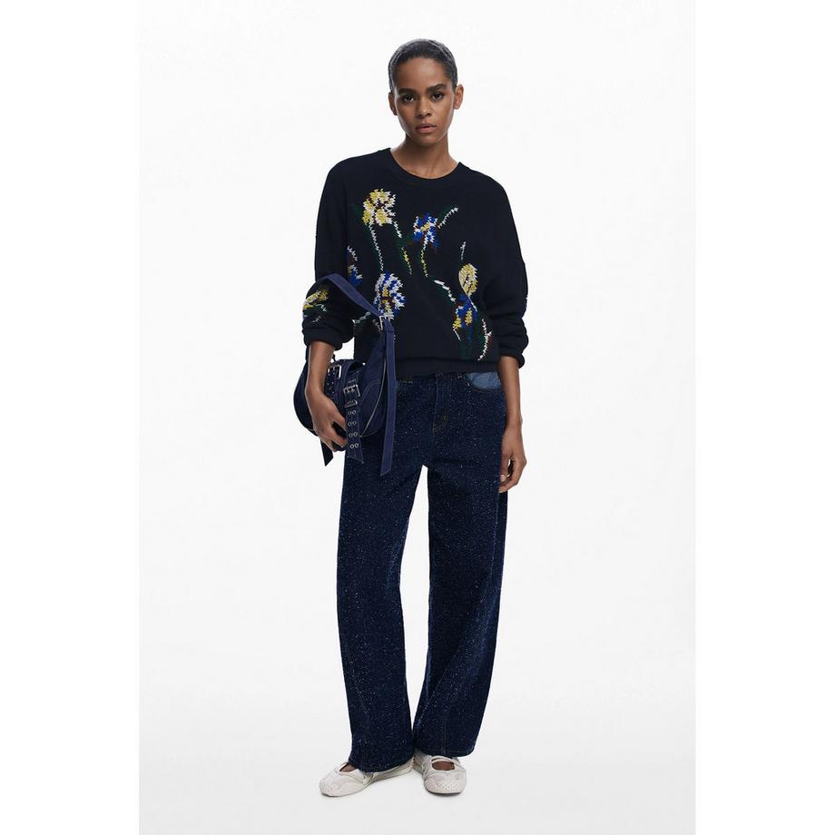 Desigual Jacquard Motif Floral Pullover  