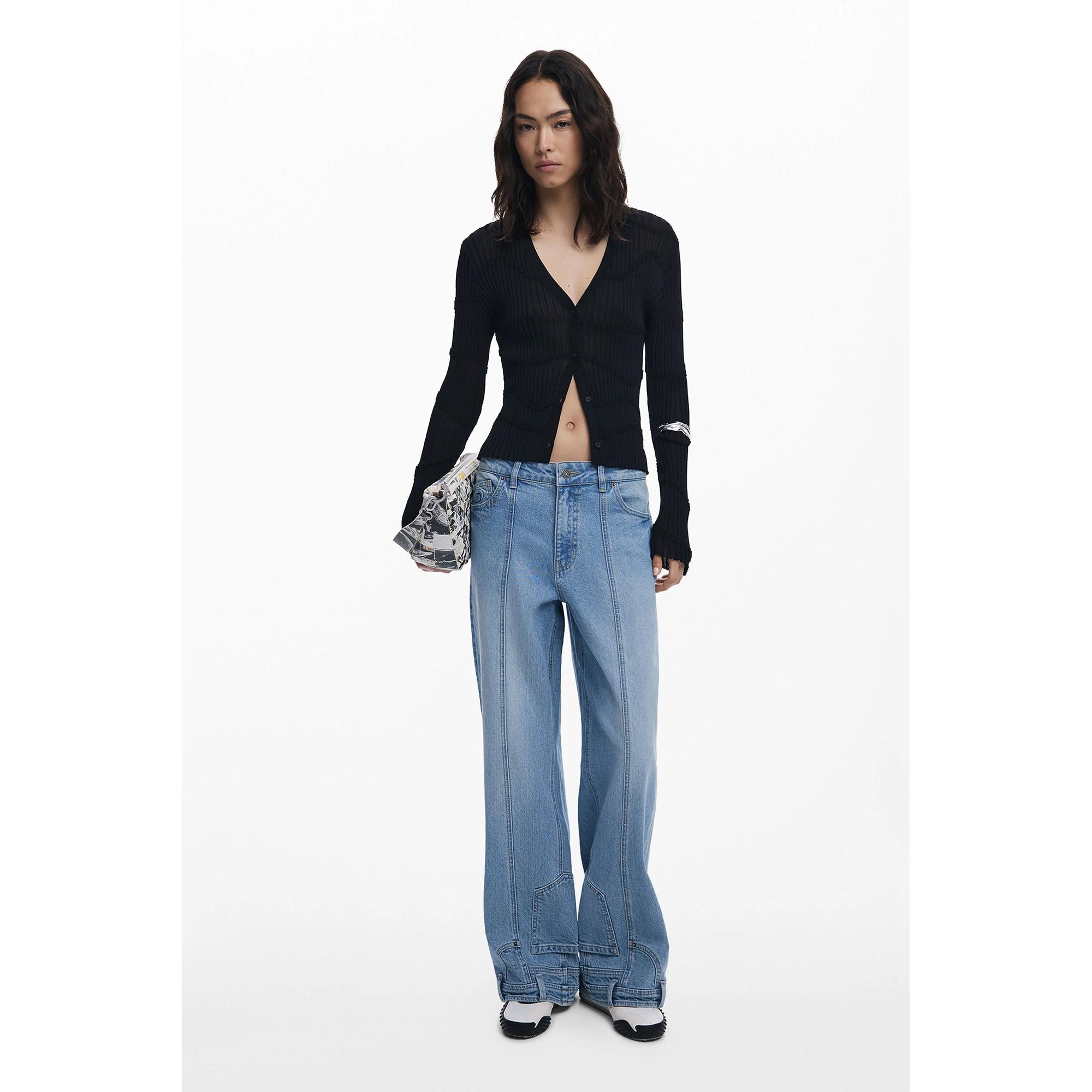 Desigual Floraler Jacquard Rippstrick Pullover  