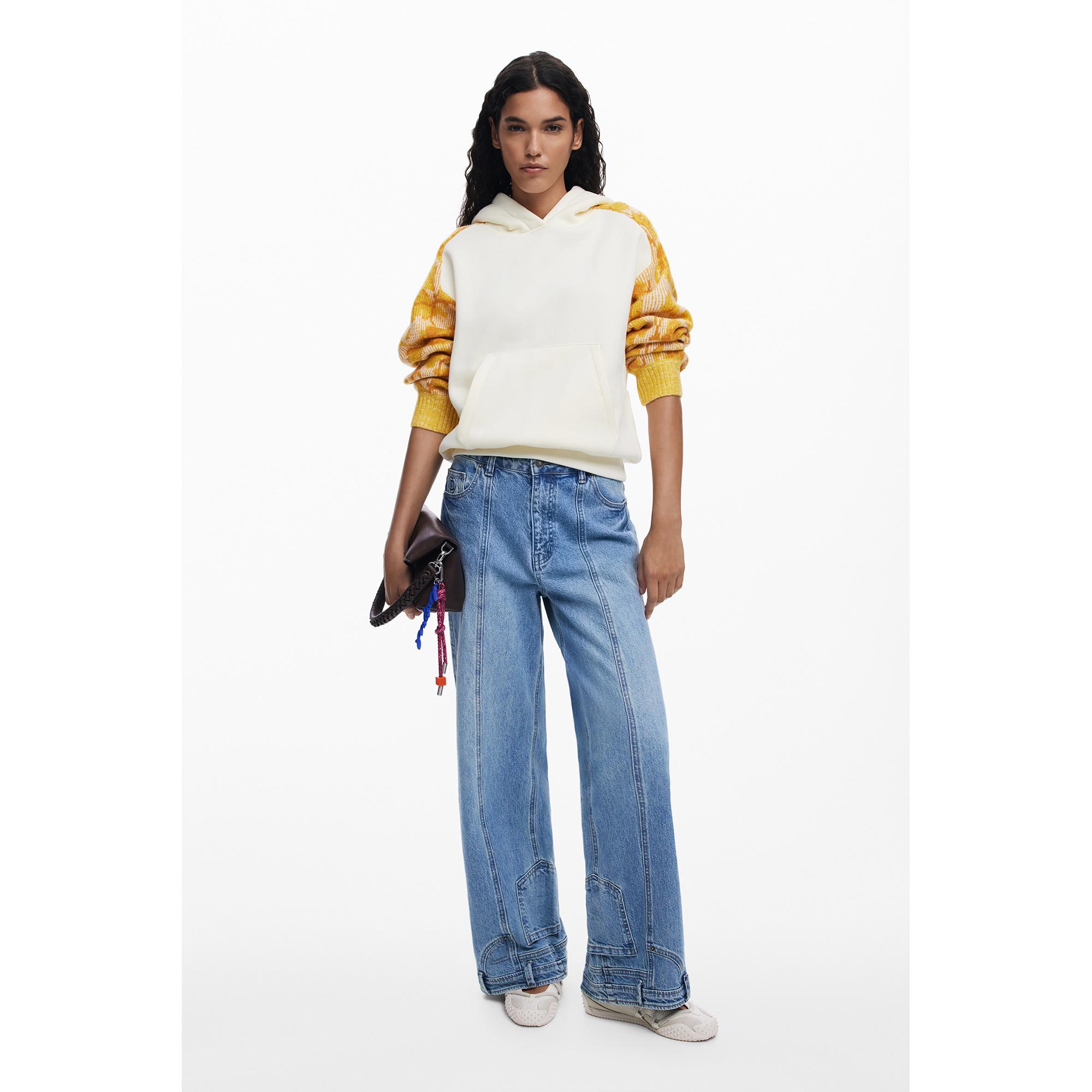 Desigual Kapuzen-Sweatshirt mit gemusterten Ärmeln  