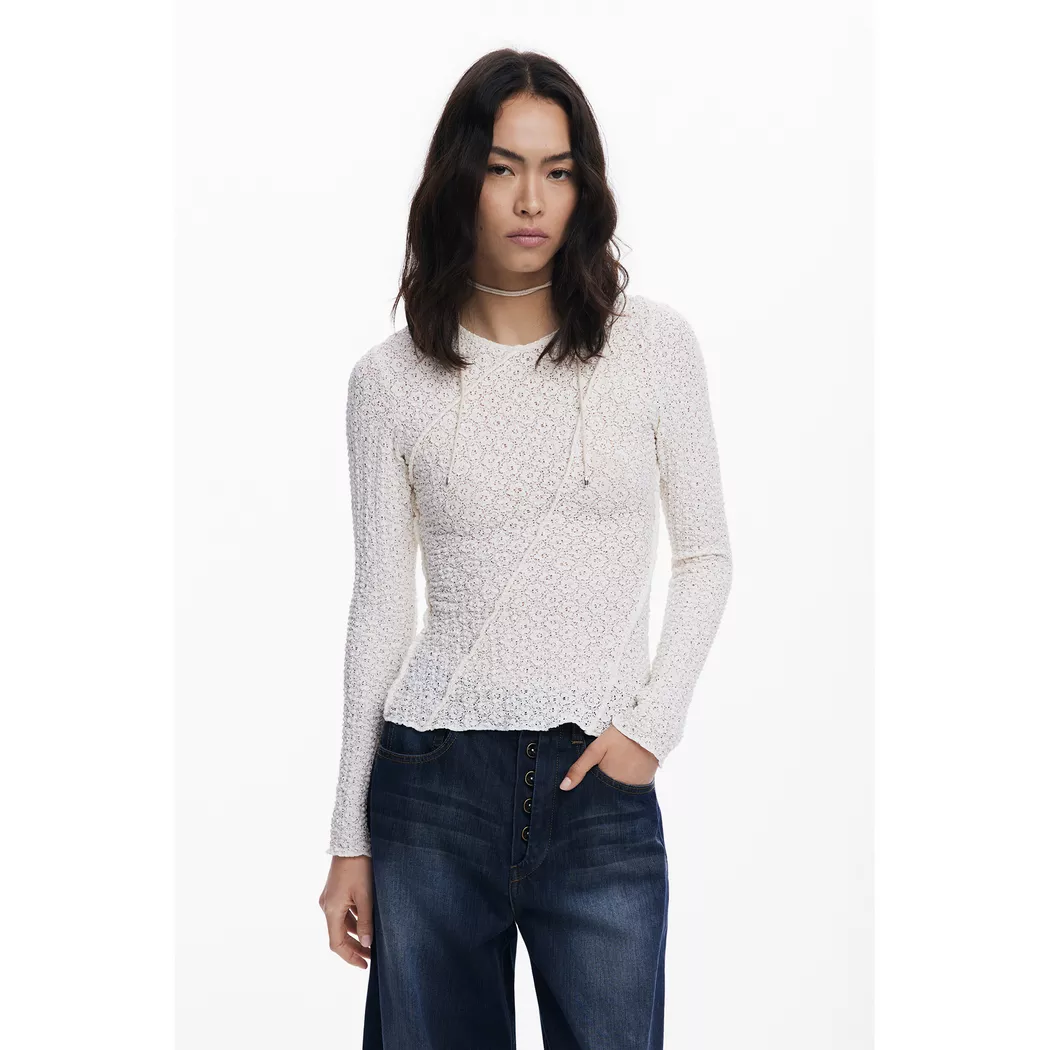 Desigual Chemise maille à manches longues WHITE M female 4