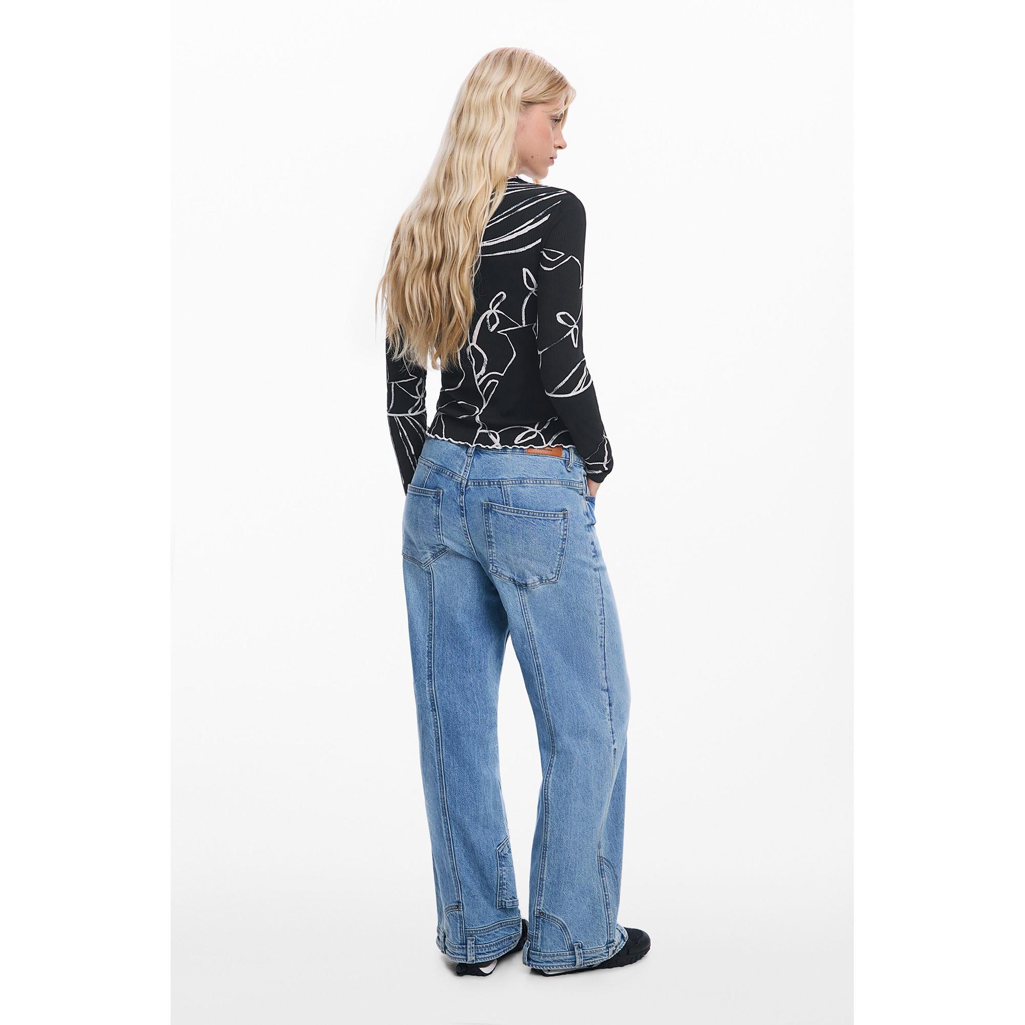 Desigual Geripptes Langarmshirt mit Blumendruck  