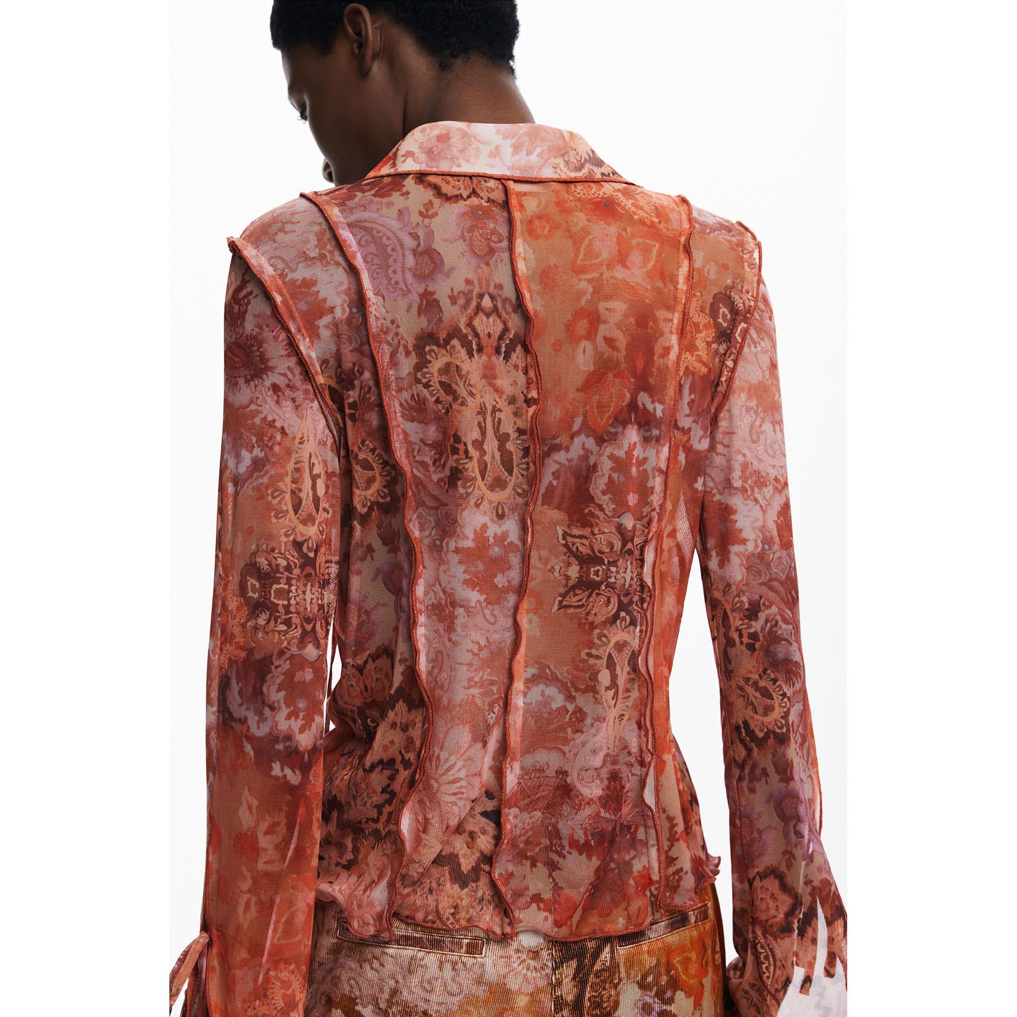 Desigual Chiffon Bluse mit ausgestellten Ärmeln  