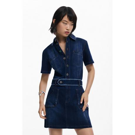 Desigual Robe Chemise Courte en Jean  