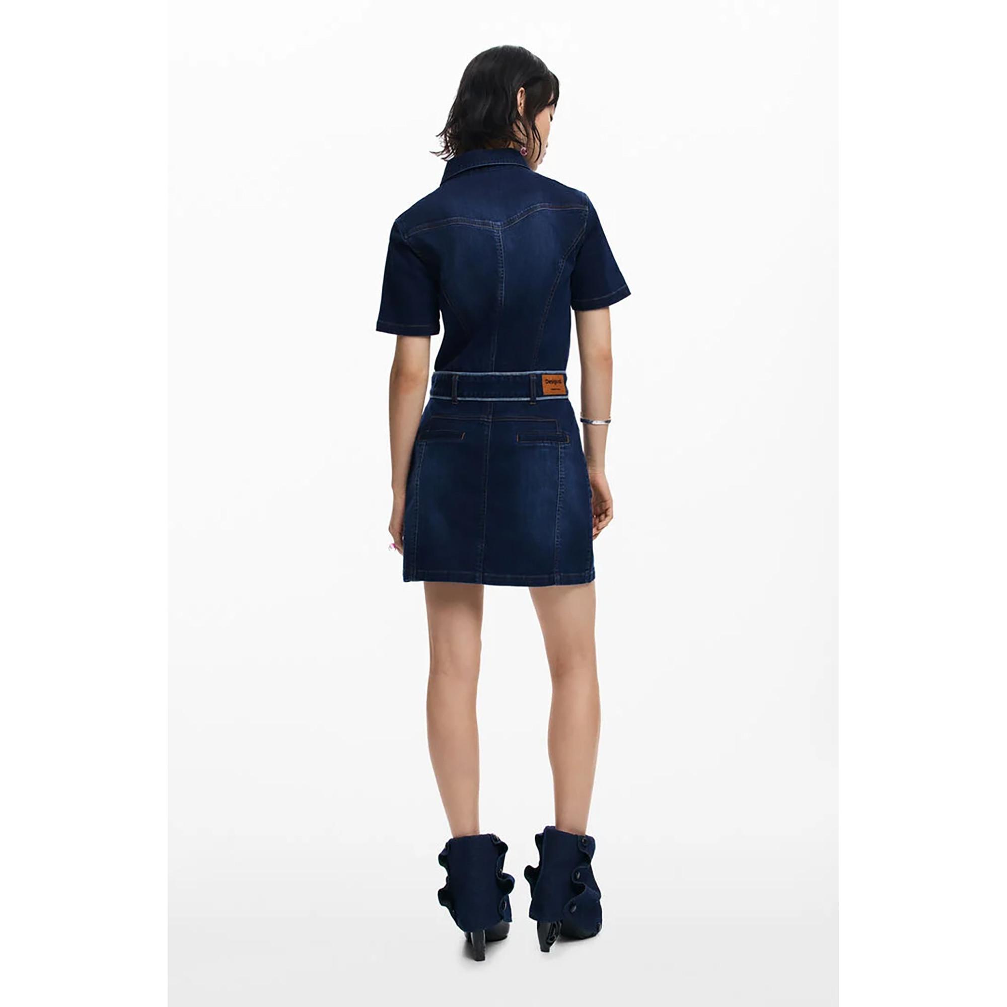 Desigual Robe Chemise Courte en Jean  