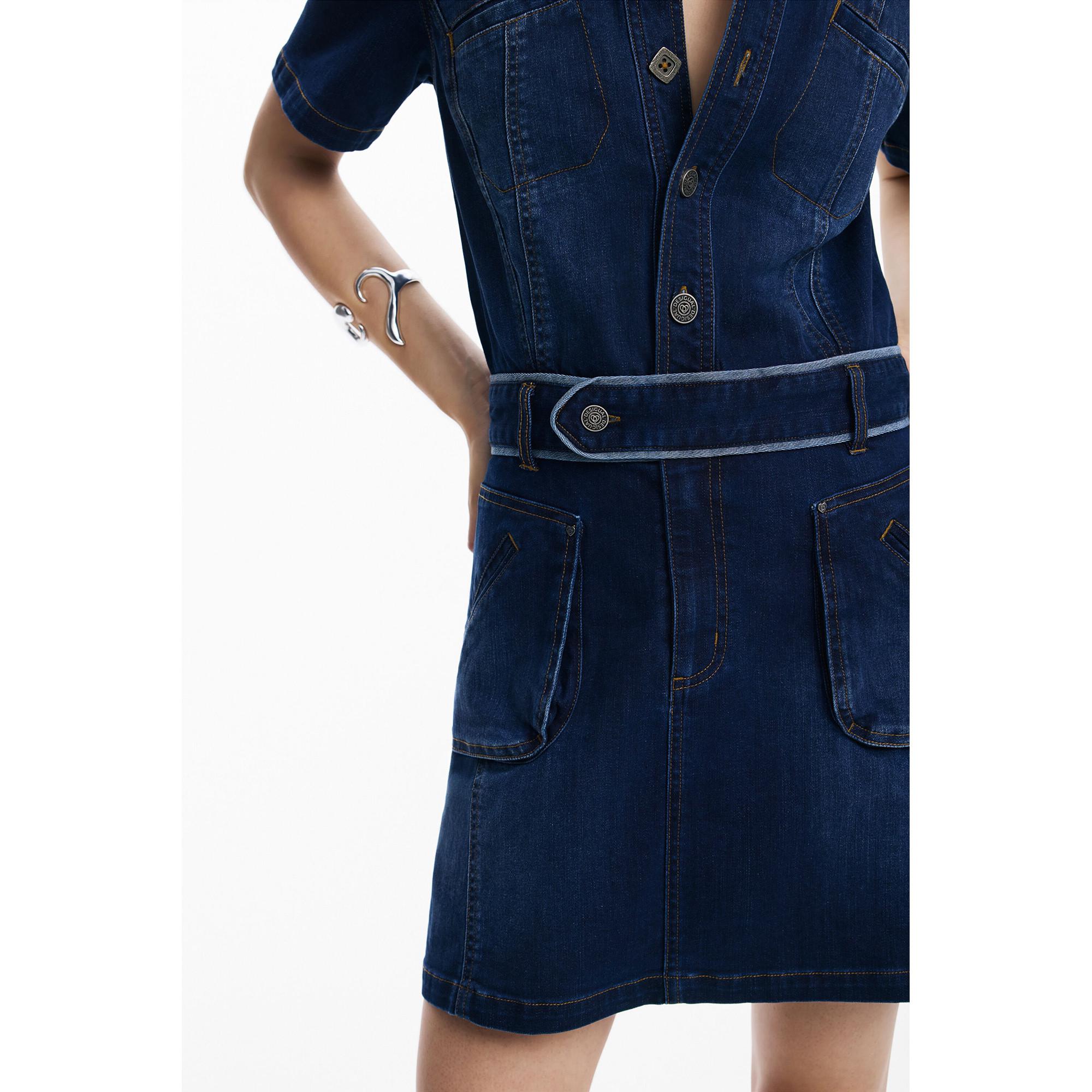Desigual Robe Chemise Courte en Jean  