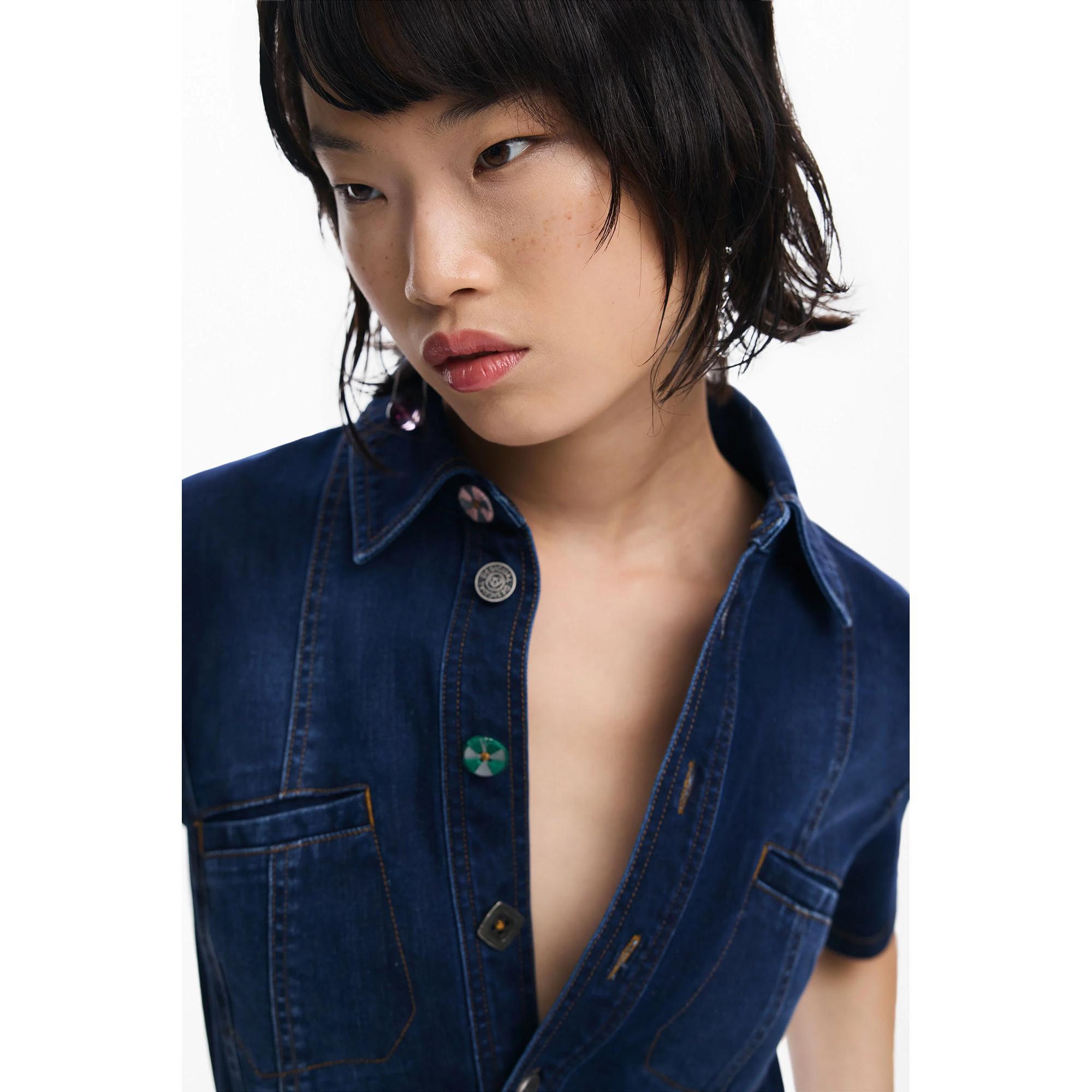 Desigual Robe Chemise Courte en Jean  