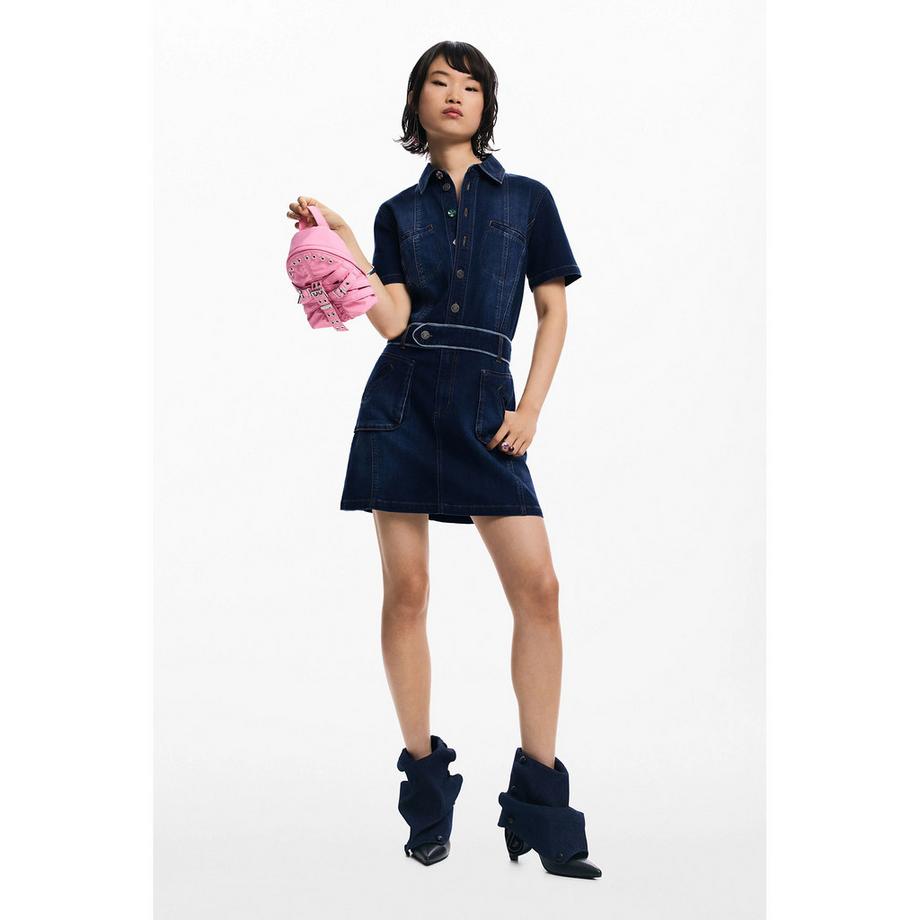 Desigual Robe Chemise Courte en Jean  