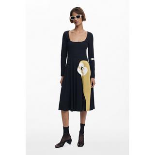 Desigual Midi Flared Langarmkleid Blumenmuster  