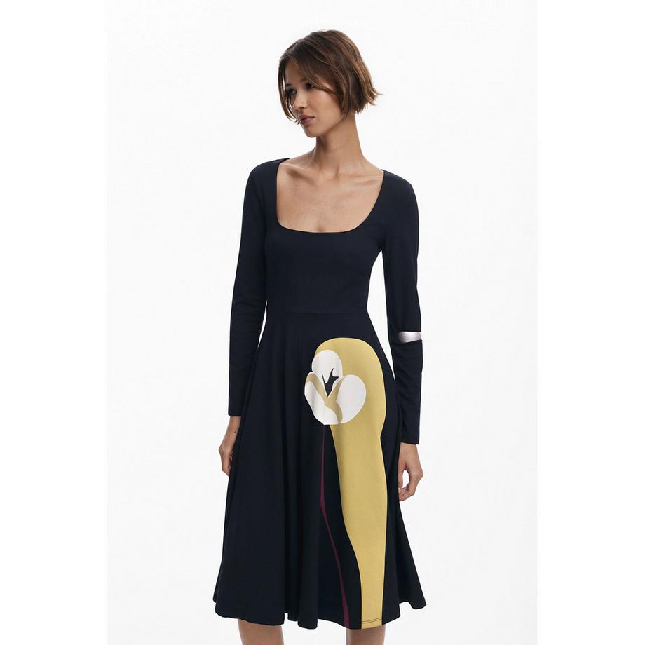 Desigual Midi Flared Langarmkleid Blumenmuster  