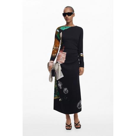 Desigual Robe Midi Asymétrique Manches Longues  