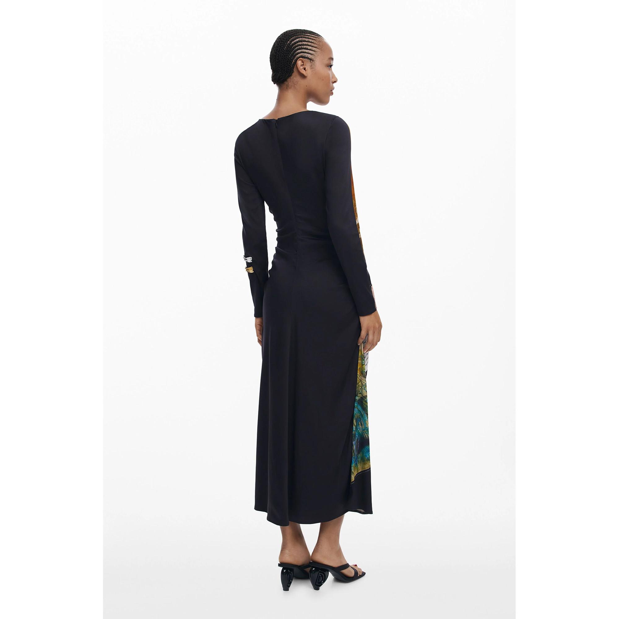 Desigual Robe Midi Asymétrique Manches Longues  