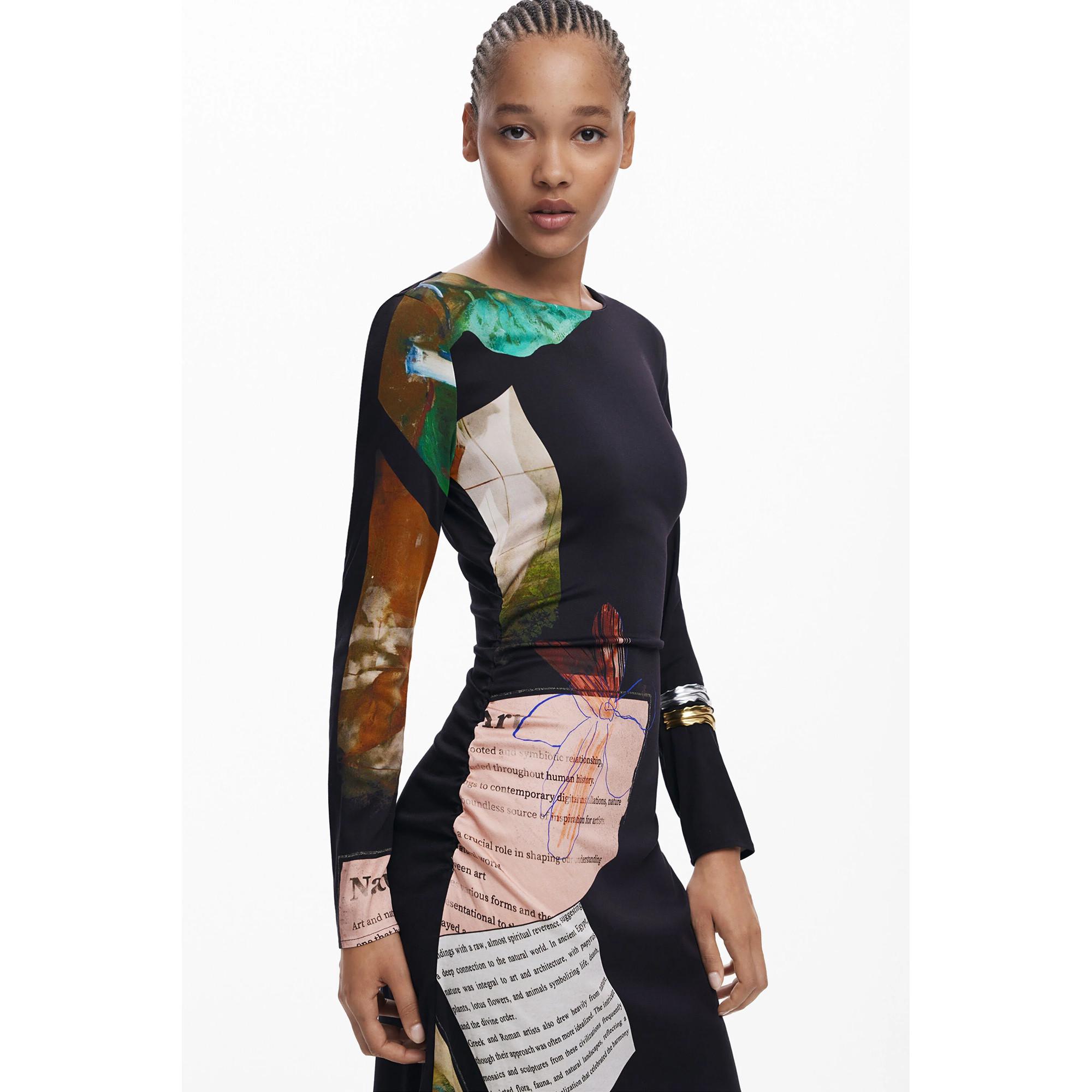 Desigual Robe Midi Asymétrique Manches Longues  