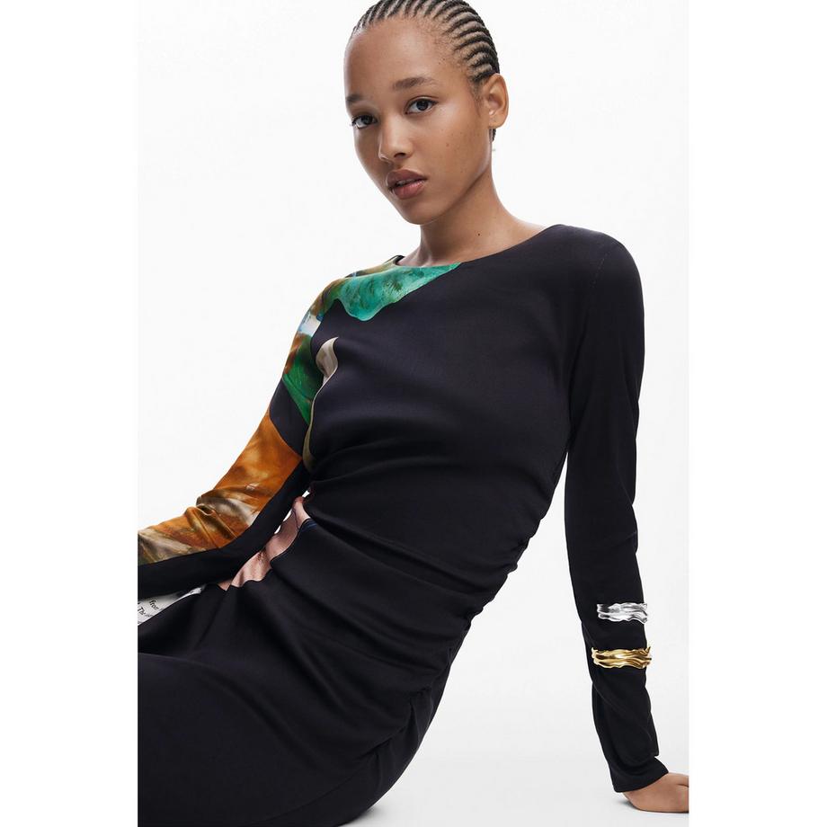 Desigual Robe Longue Asymétrique Manches Longues  