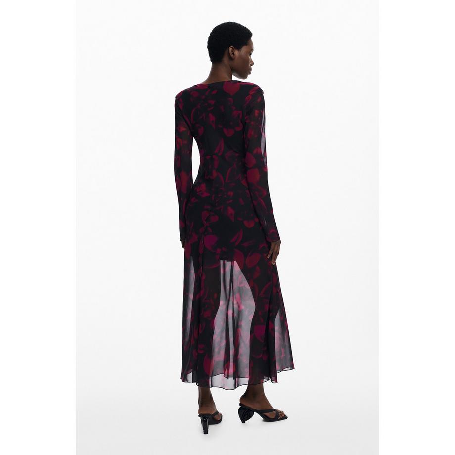 Desigual Langarm V-Ausschnitt Maxikleid Blumenmuster  