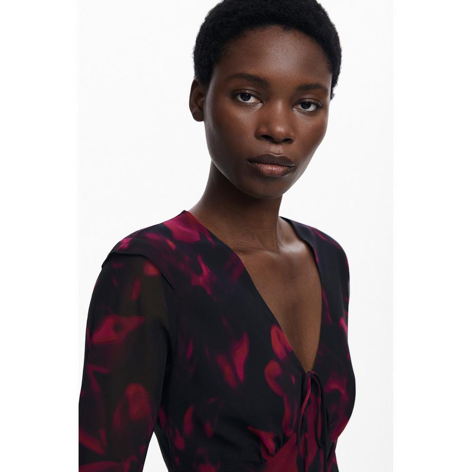 Desigual Langarm V-Ausschnitt Maxikleid Blumenmuster  