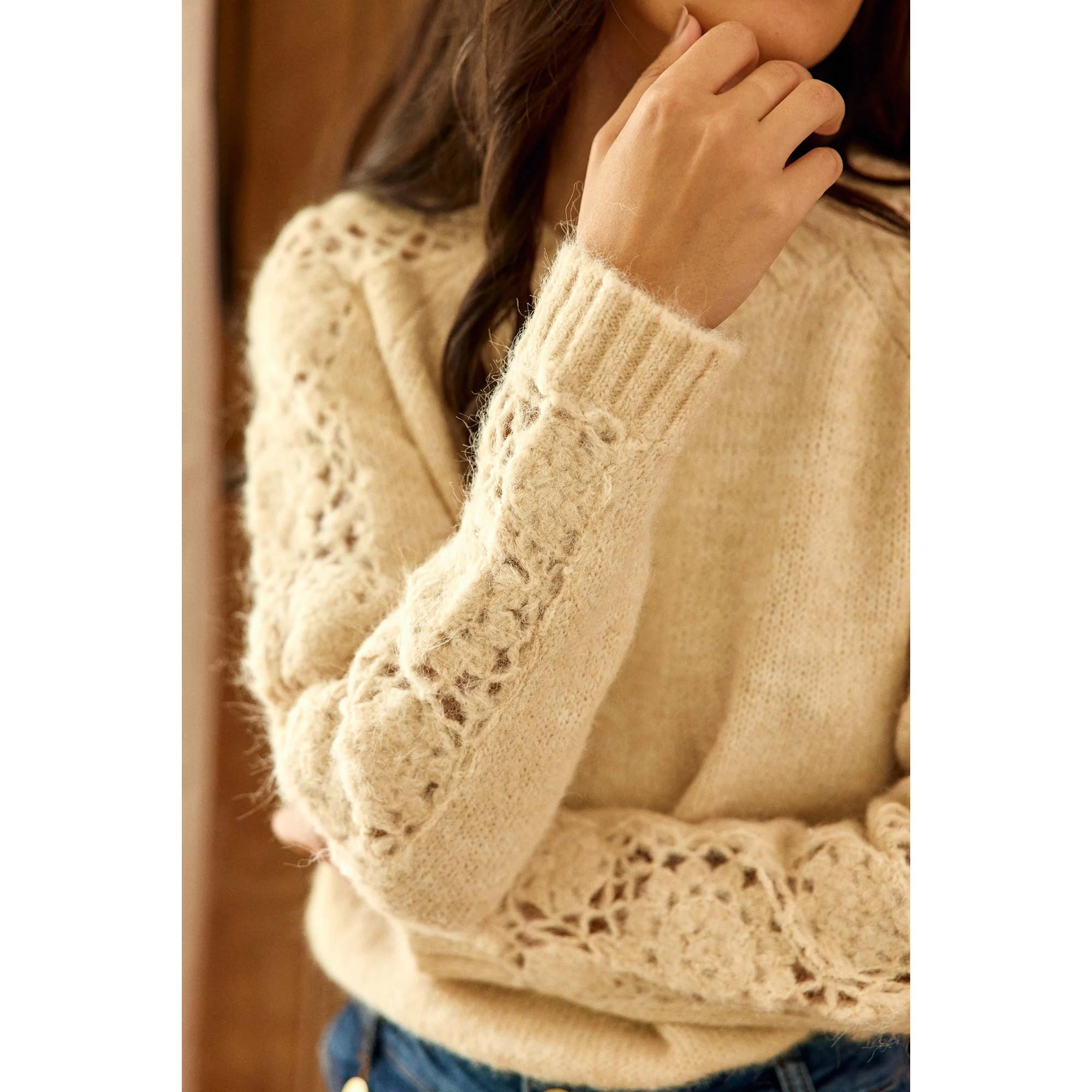 La Petite Etoile Melie Pull avec Manches en Dentelle  