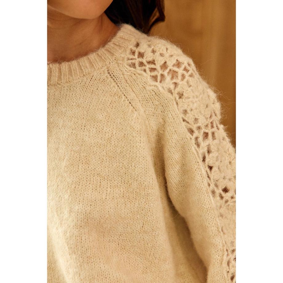La Petite Etoile Melie Pull avec Manches en Dentelle  