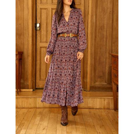 La Petite Etoile Rhea Paisley Print Langarm Maxikleid  