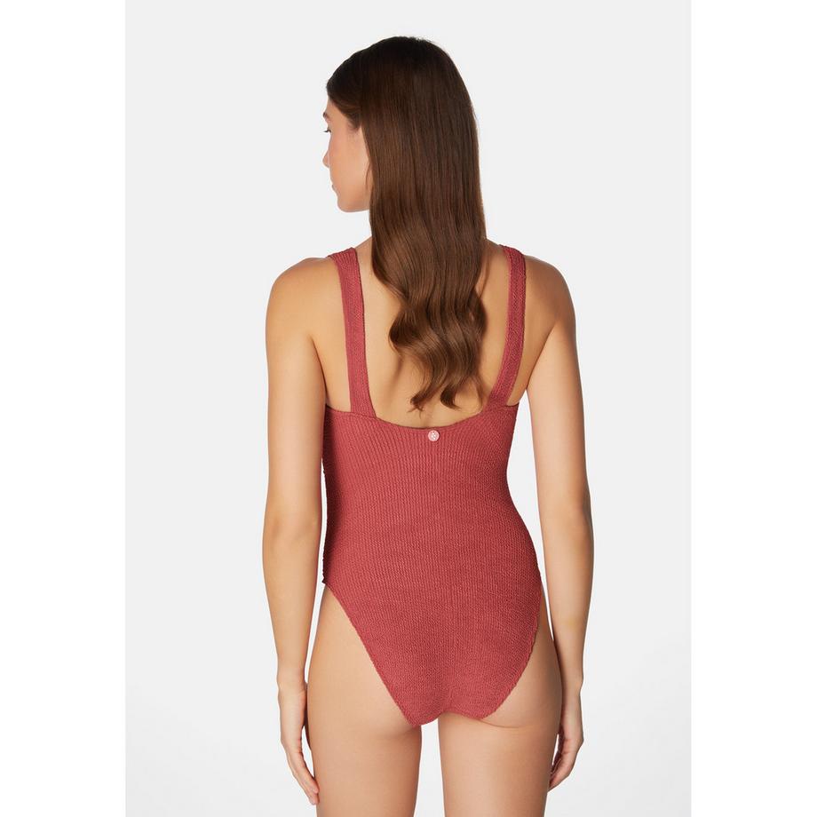 Sorbet Island Ariel Strukturierter Plunge Neck Badeanzug  