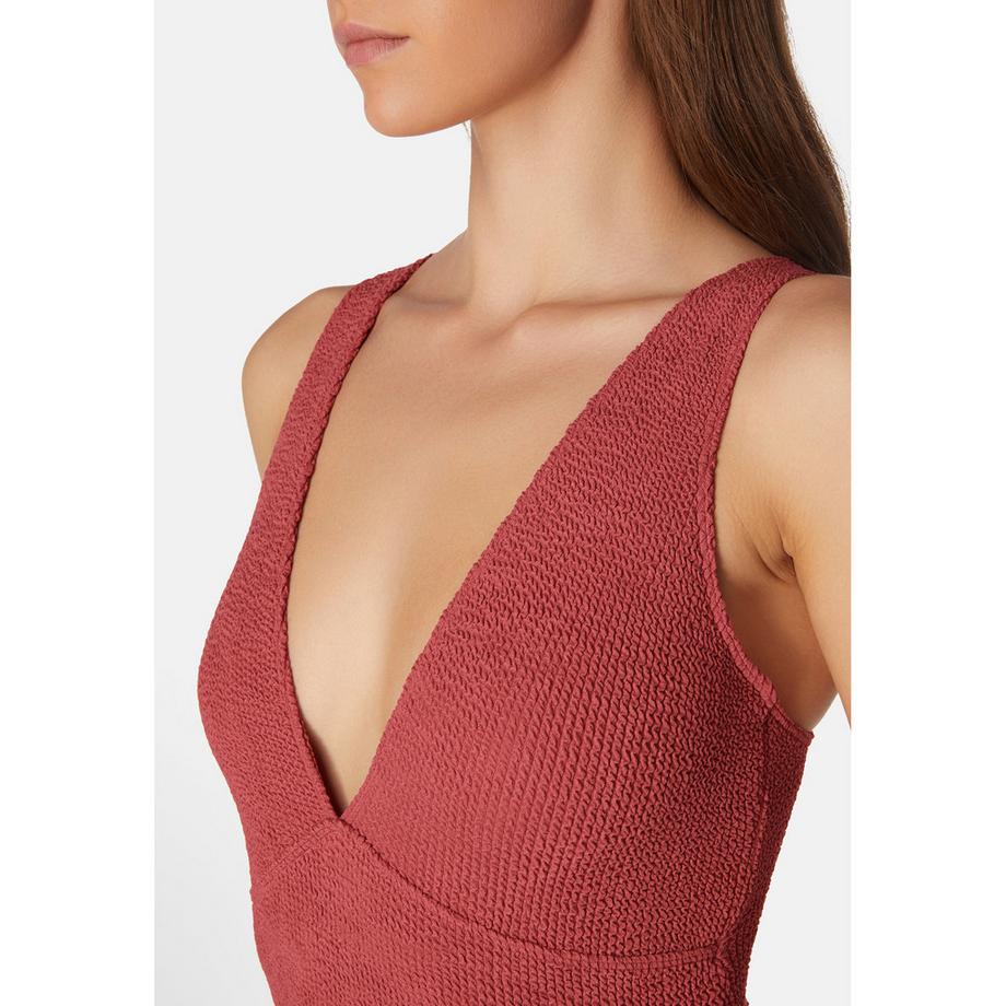 Sorbet Island Ariel Strukturierter Plunge Neck Badeanzug  
