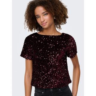 ONLY Pailletten Kurzarm V-Ausschnitt Top  
