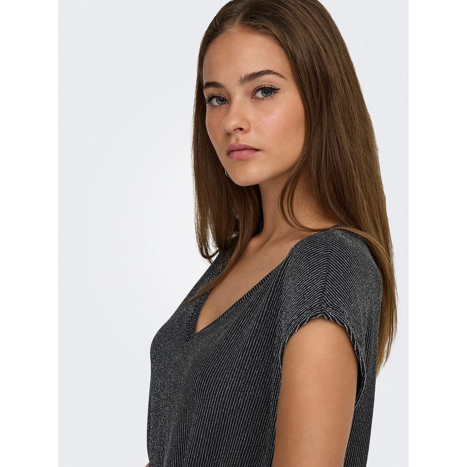 ONLY V-Ausschnitt Kurzarm T-Shirt  