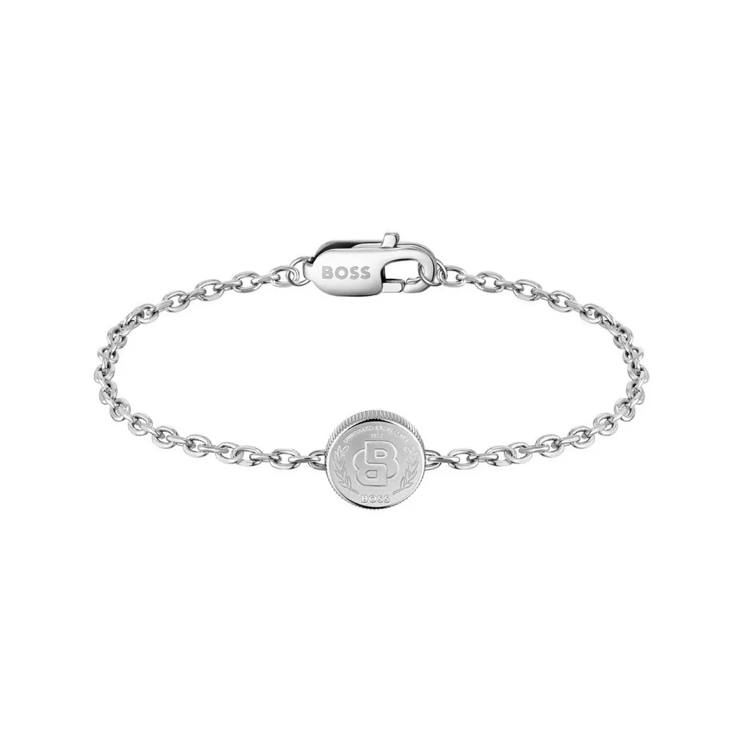 Boss - Armband, Double B Coin, 18.5CM, Silber
