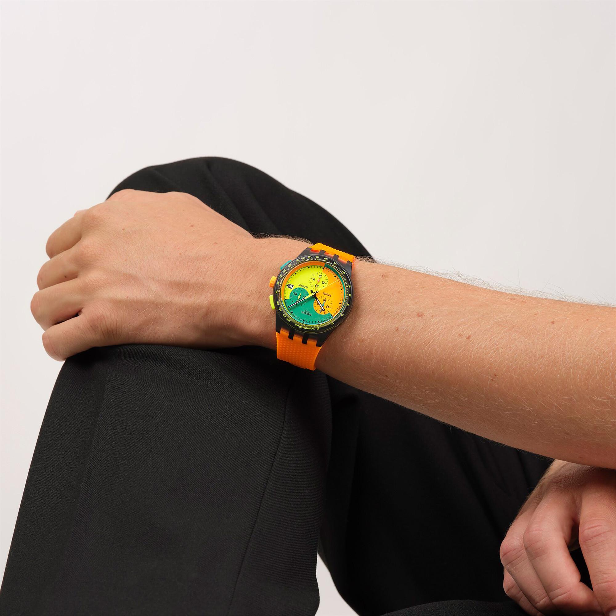 swatch   NEON SIGNAL FLAG Chronograph Uhr 