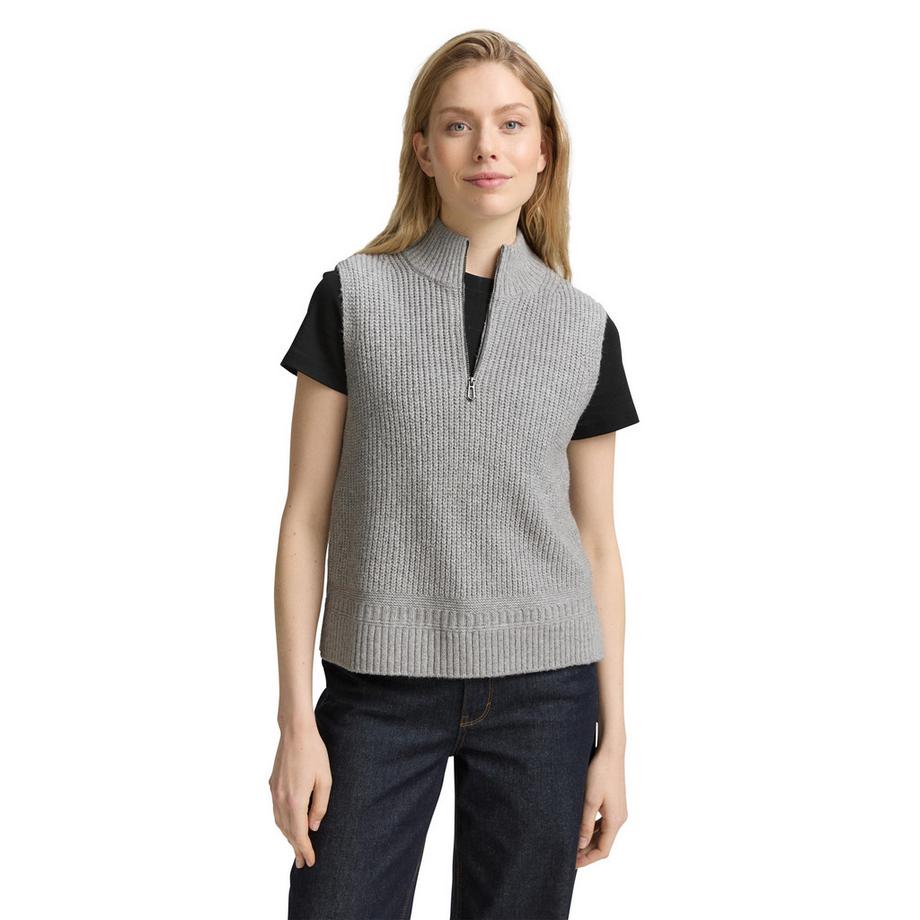 TOM TAILOR Gilet in maglia con mezza cerniera  