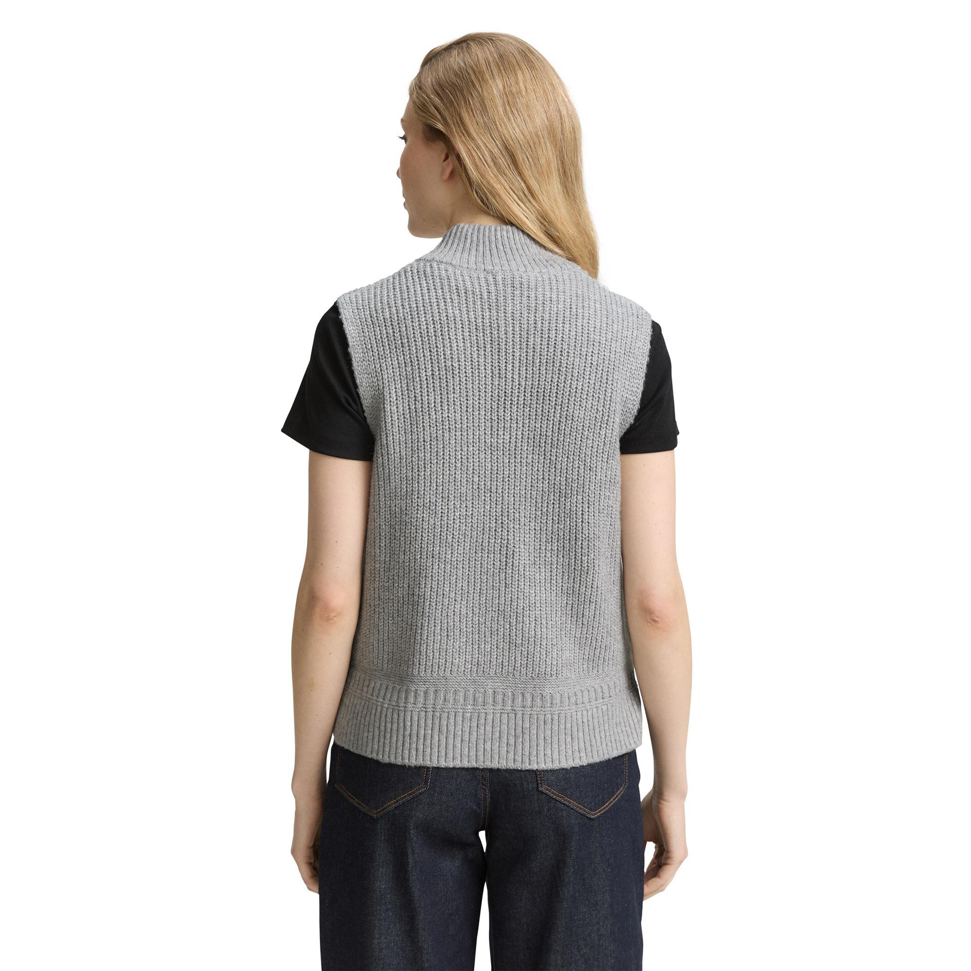 TOM TAILOR Gilet en maille avec demi-fermeture éclair  