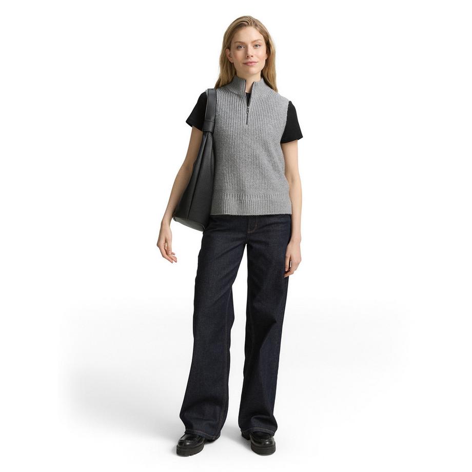 TOM TAILOR Gilet in maglia con mezza cerniera  