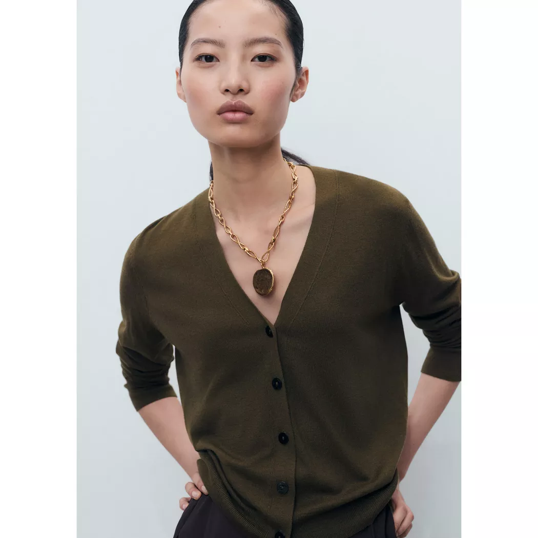 Mango - Cardigan, für Damen, Khaki, Größe L