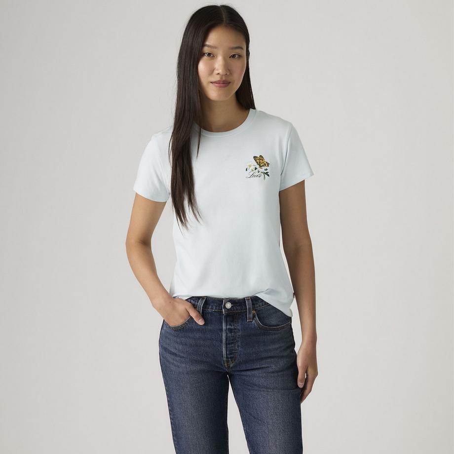 Levi's® Rundhals Kurzarm T-Shirt mit Schmetterlingsstickerei  
