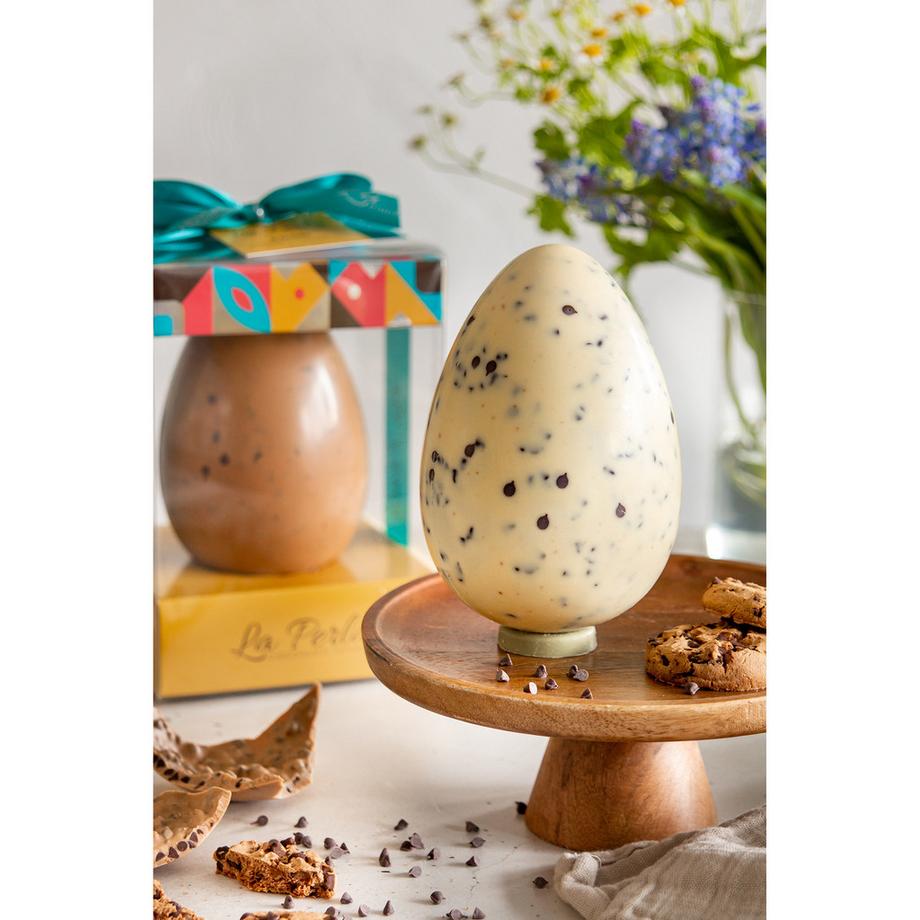 LA PERLA DI TORINO EASTER Eggò. Weisse Schokolade mit Milch, Keksen und dunklen Schokoladenstückchen 