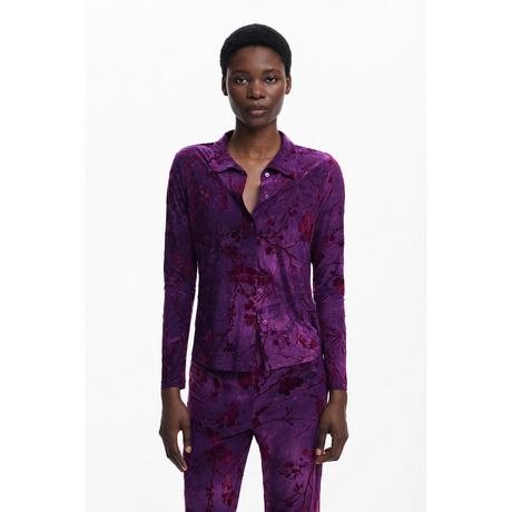 Desigual Chemise Velours Fleurie Manches Longues  