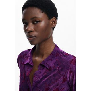 Desigual Chemise Velours Fleurie Manches Longues  