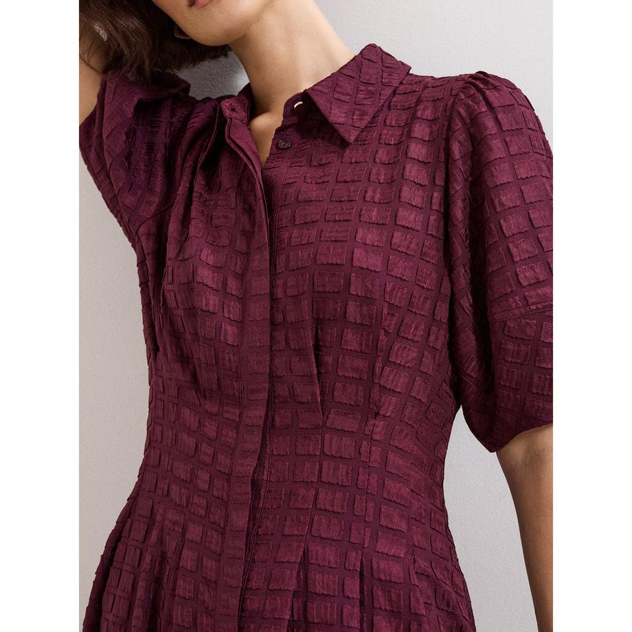 Phase Eight Robe Midi Texturée Manches Courtes Bouffantes  