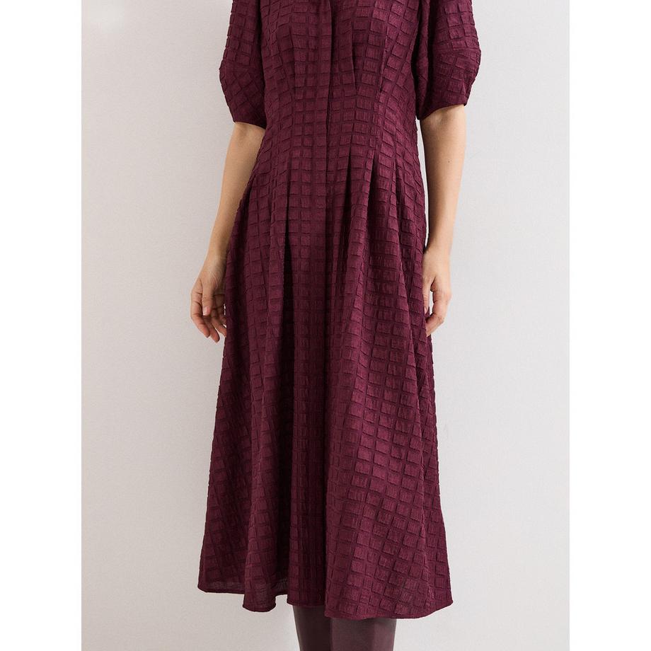 Phase Eight Robe Midi Texturée Manches Courtes Bouffantes  