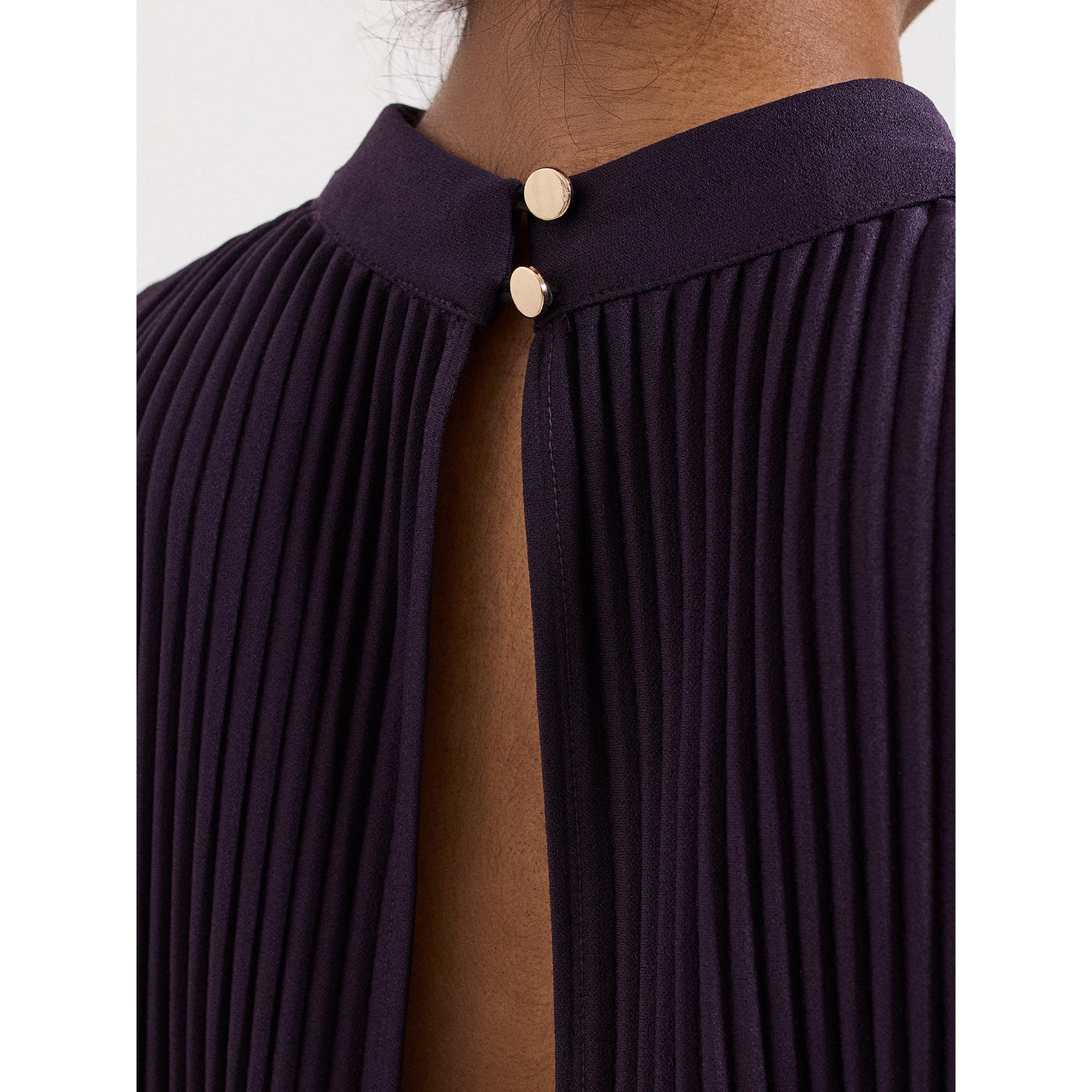 Phase Eight Robe midi côtelée sans manches col montant  