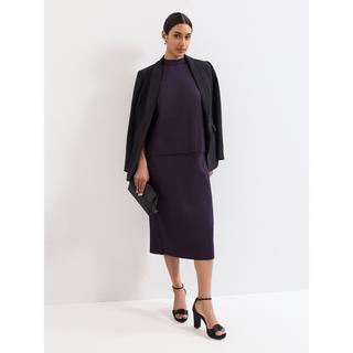 Phase Eight Robe midi côtelée sans manches col montant  