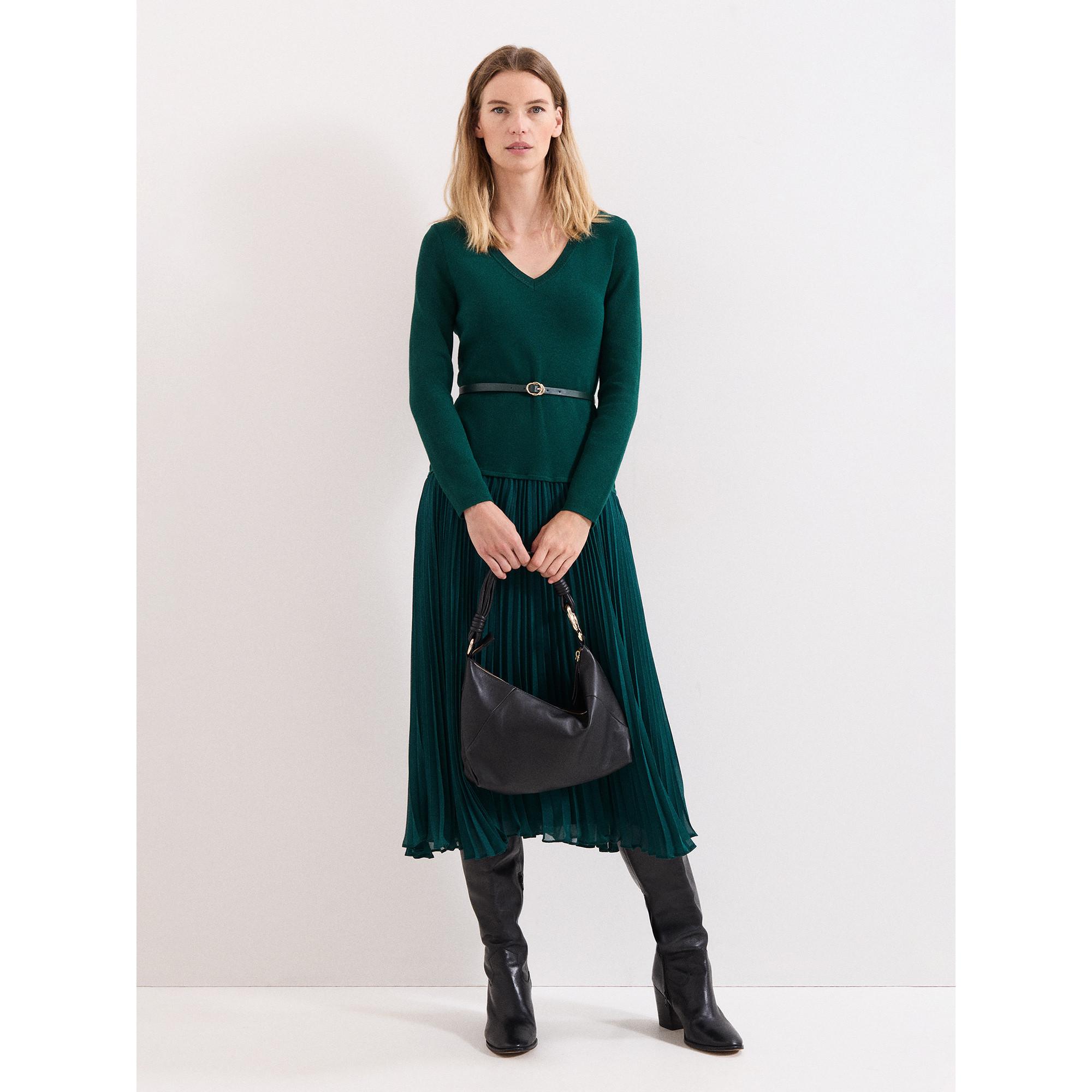 Phase Eight Abito Midi in Maglia con Gonna Plissettata  